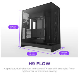 NZXT H9 Flow (2025) Dual-Chamber Mid-Tower Case - All Black