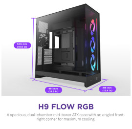 NZXT H9 Flow RGB (CM-H92FB-R1) Dual-Chamber Mid-Tower Case w/ RGB Fans