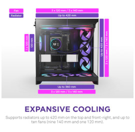 NZXT H9 Flow RGB (CM-H92FB-R1) Dual-Chamber Mid-Tower Case w/ RGB Fans