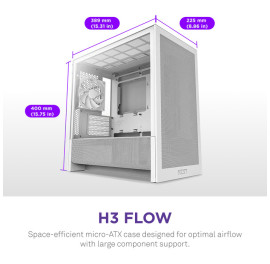 NZXT H3 Flow (2025) micro-ATX Mid-tower Case - All White Color