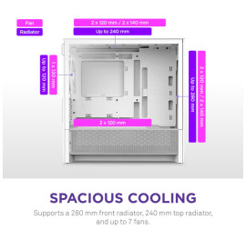 NZXT H3 Flow (2025) micro-ATX Mid-tower Case - All White Color