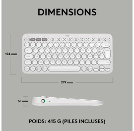 Logitech Pebble Keys 2 K380s Blanc