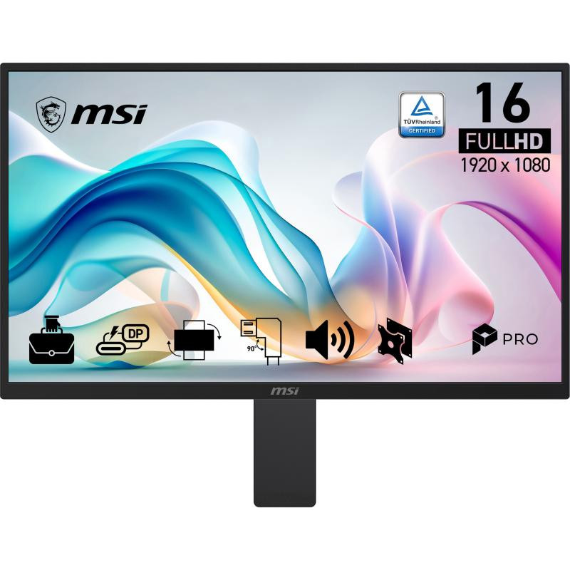 MSI PRO MP161E6 écran plat de PC 39,6 cm (15.6") 1920 x 1080 pixels VGA OLED Noir · Moniteur · Informat Systems Strasbourg (image 2)